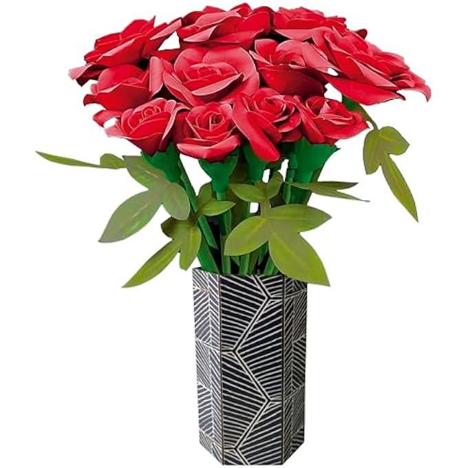 EDUCA - ROSE BOUQUET FLOWER ART | CRAFT KIT FOR MAKING TWELVE RED PAPER ROSES WITHOUT GLUE OR SCISSORS. RECOMMENDED FROM 6 YEARS (20139) - Image 2
