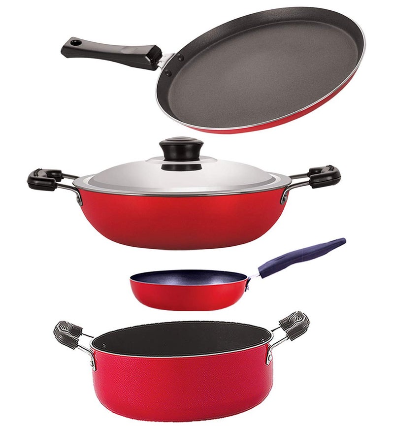 Nirlon Non Stick Coated Heat Resistance Pfoa Free Aluminium Kitchenware Gift Set of 4 Pieces (FT13_DKD(J)_CVG_CS24) - Image 1