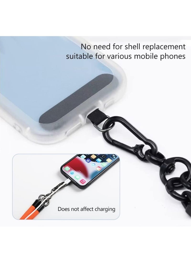 120CM Cell Phone Lanyard Adjustable Crossbody Cell Phone Strap With Additional Hook For Airpods Cover Keychain Wallet- Black/White 10MM Thick - Image 3