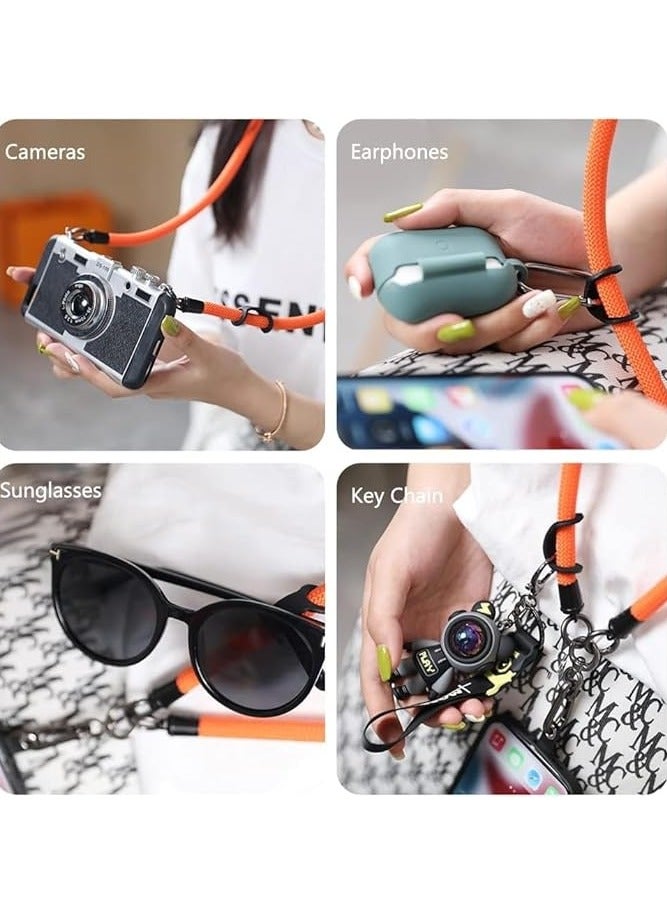 120CM Cell Phone Lanyard Adjustable Crossbody Cell Phone Strap With Additional Hook For Airpods Cover Keychain Wallet- Black/White 10MM Thick - Image 4