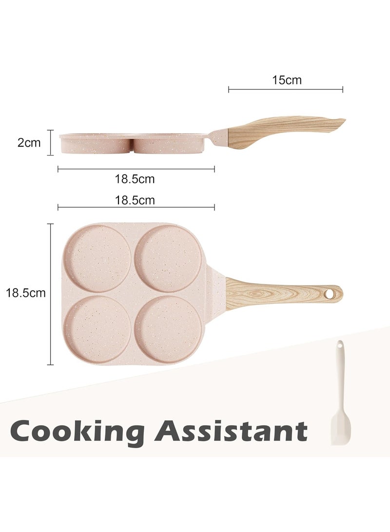Egg Omelette Pan, 4-Cup Nonstick Granite Omelette Skillet Breakfast Frying Pan Egg Cooker Suitable for Gas Stove & Induction Cookware, PFOA PFOS Free Heart Shaped - Image 2