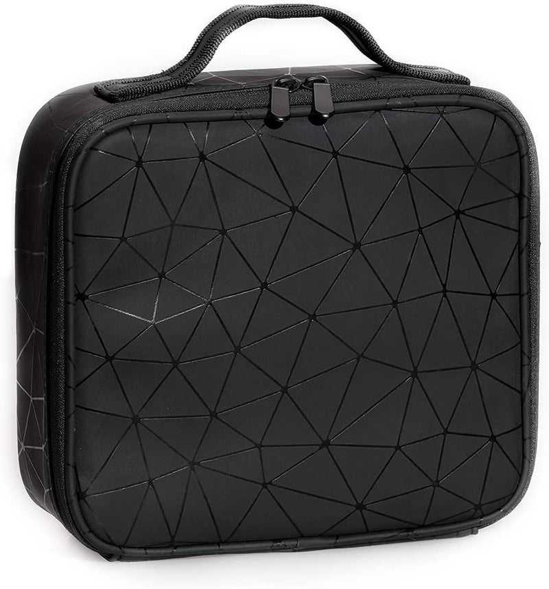 COSLUXE Nylon Travel Makeup Bag Makeup Cosmetic Bag CaseVanity Bag Organizer Portable Artist Storage Bag With Adjustable Dividers For Cosmetics Makeup Brushes Jewelry Digital Accessories  Black - Image 2