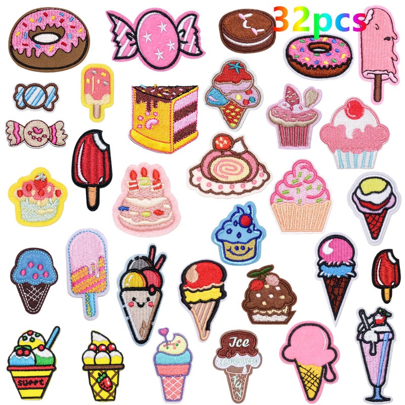 Embroidered Patches for Ice Cream Candy Cake A set of 32