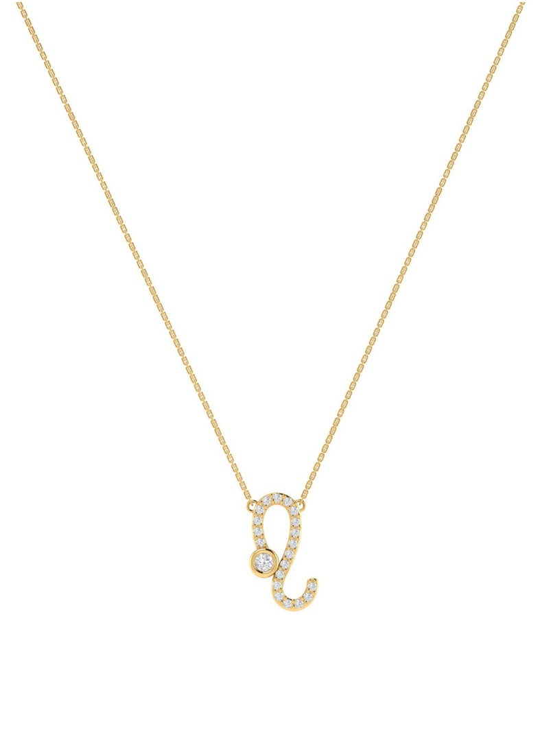 Capri Gold Capri Gold 18K Yellow Gold Leo Zodiac Sign Necklace with Diamonds 