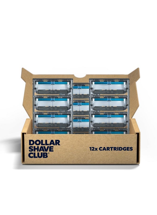 DOLLAR SHAVE CLUB Dollar Shave Club | 6-Blade Club Razor Refill Cartridges, 12 Count | Precision Cut Stainless Steel Blades with a Built-in Trimmer Blade On The Back, Designed For An Extra Close Shave, Silver/Blue  - Image 1