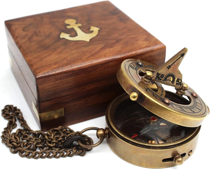 OCEAN REPLICAS Handcrafted Brass Sundial Compass – Vintage Pocket Compass for Camping, Hiking & Travel – Nautical Home Décor – Unique Sailor Gifts for Men, Women, Friends & Family - Image 2