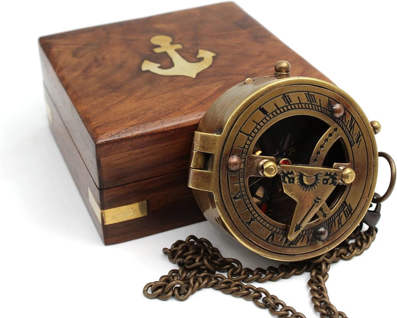 OCEAN REPLICAS Handcrafted Brass Sundial Compass – Vintage Pocket Compass for Camping, Hiking & Travel – Nautical Home Décor – Unique Sailor Gifts for Men, Women, Friends & Family - Image 1