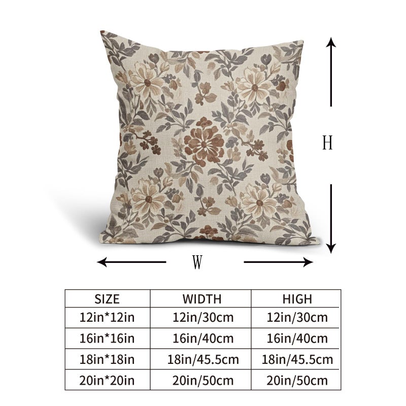 Sivirary Brown Vintage Floral Pillow Covers 18x18 Inch Set of 2, Grey Gray Antique Flower Block Print Pattern Decorative Throw Pillowcases Outdoor Farmhouse Cushion Covers Art Decor for Sofa Couch Bed - Image 5