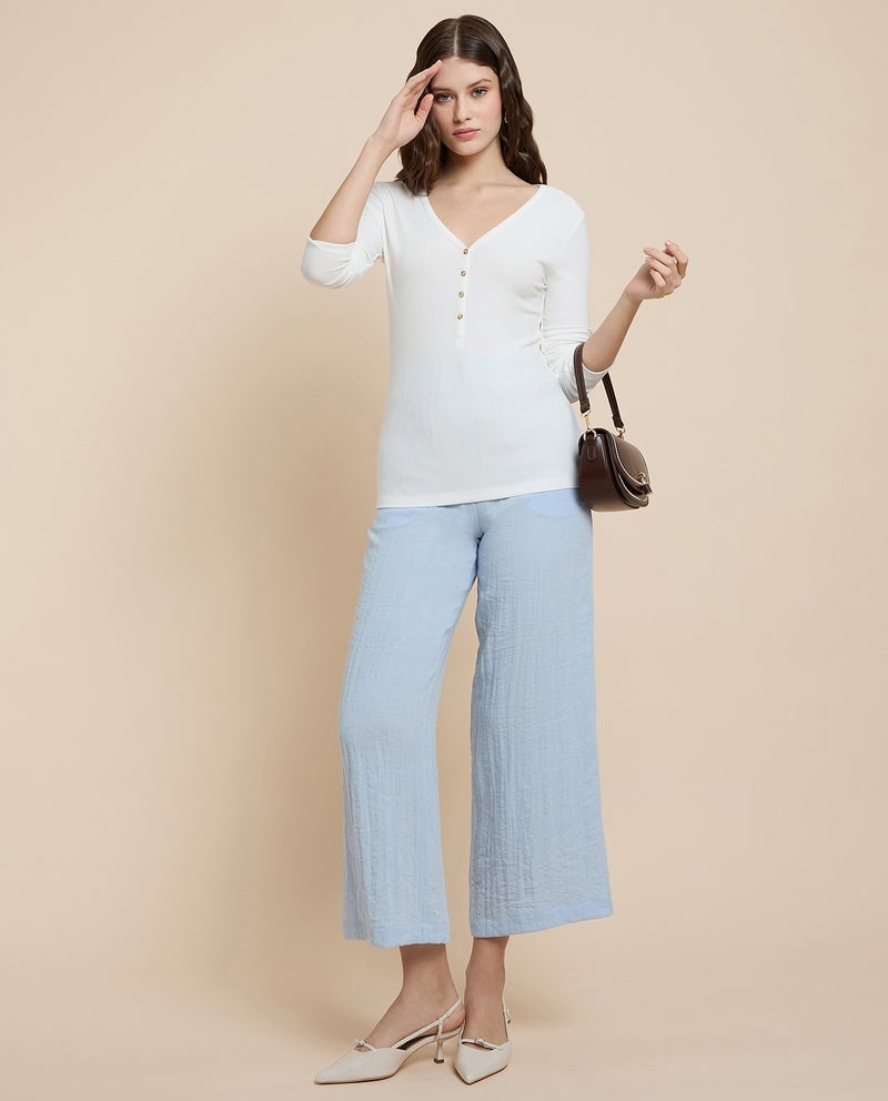 R&B Ribbed Top with V-Neck and Long Sleeves - Image 5