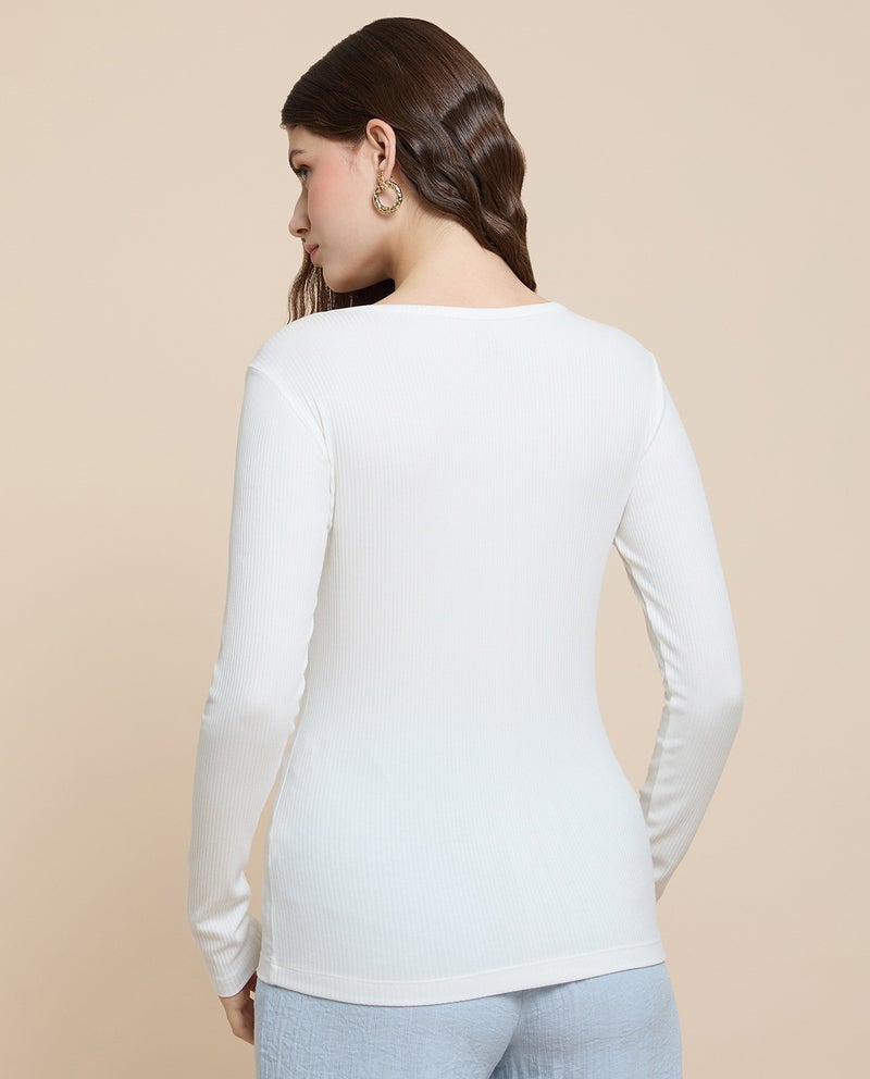 R&B Ribbed Top with V-Neck and Long Sleeves - Image 4