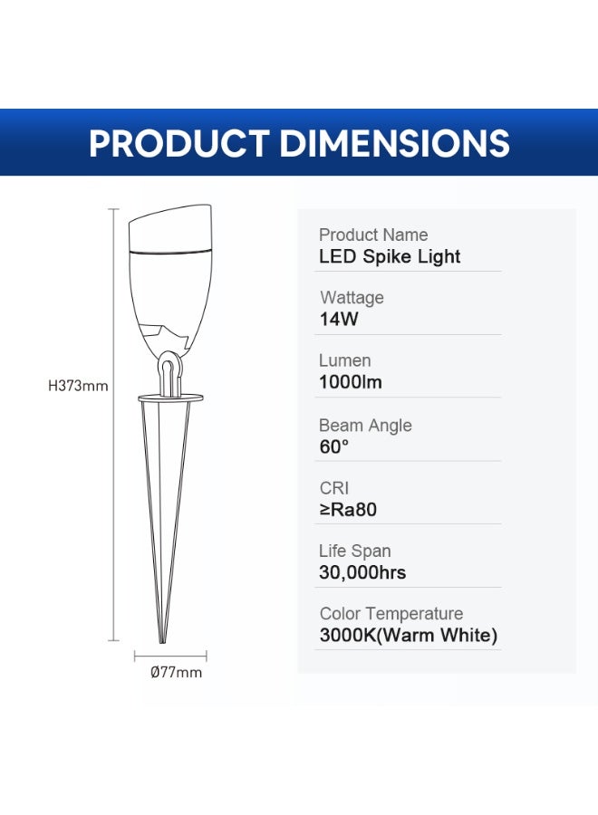نشيط مصباح حديقة مصباح حديقة سبايك من RICA Energetic 14W فائق السطوع للاستخدام في الهواء الطلق بإضاءة LED مقاومة للماء IP65 - Image 2