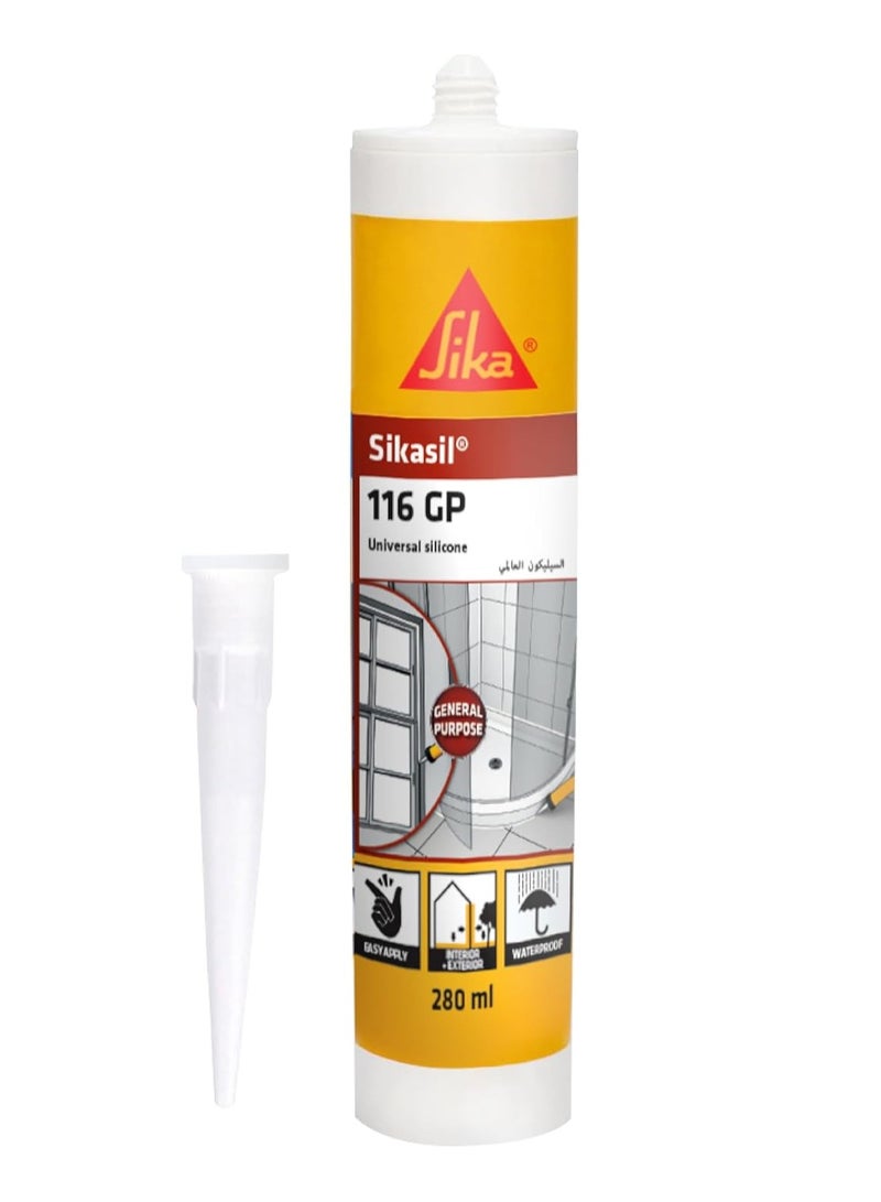 سيكا - مانع تسرب سيليكوني مضاد للفطريات للاستخدامات الصحية - سيكاسيل-١١٧ شفاف صحي - مقاوم للعوامل الجوية - عبوة ٢٨٠ مل - Image 1