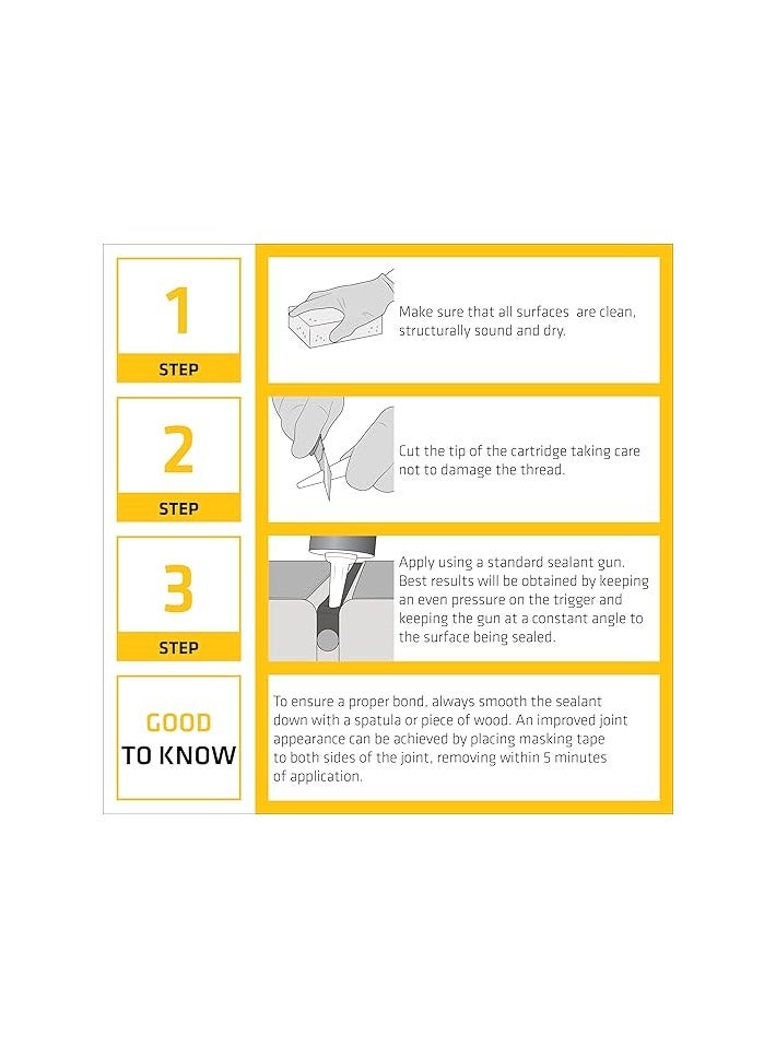 سيكا - مانع تسرب سيليكوني مضاد للفطريات للاستخدامات الصحية - سيكاسيل-١١٧ شفاف صحي - مقاوم للعوامل الجوية - عبوة ٢٨٠ مل - Image 4