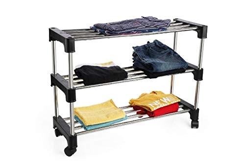 Generic Generic Premium 3Tiers Shoe RackMultipurpose Storage Rack with 4 Caster Wheels - Image 3