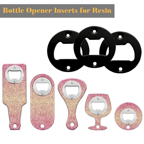 TECARATE Bottle Opener Insert - 20 Sets Stainless Steel Inserts Kit with Screws Screwdriver for DIY Resin Mould Kit Hardware Parts Supply（black) - Image 3