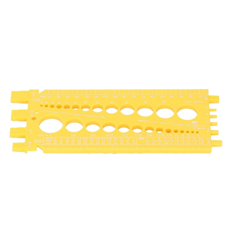 Bolt Gauge Measuring Tool Plastic Nut Bolt Thread Size Gauge for Automotive Repair Machine Building ABS Material 3.3x8.7 Inches Portable (Yellow) - Image 1