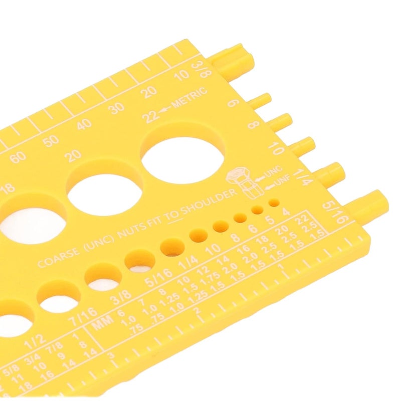Bolt Gauge Measuring Tool Plastic Nut Bolt Thread Size Gauge for Automotive Repair Machine Building ABS Material 3.3x8.7 Inches Portable (Yellow) - Image 4
