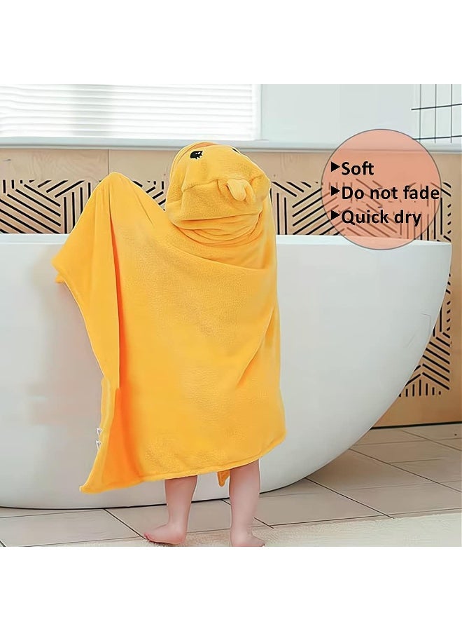 BEENIFIC منشفة أطفال مغطاة برأس من مايانت، منشفة استحمام فائقة النعومة للأطفال، للأولاد والبنات (بطة صفراء) - Image 3