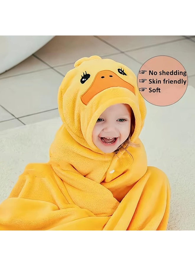 BEENIFIC منشفة أطفال مغطاة برأس من مايانت، منشفة استحمام فائقة النعومة للأطفال، للأولاد والبنات (بطة صفراء) - Image 2