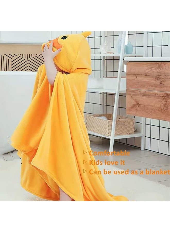 BEENIFIC منشفة أطفال مغطاة برأس من مايانت، منشفة استحمام فائقة النعومة للأطفال، للأولاد والبنات (بطة صفراء) - Image 4