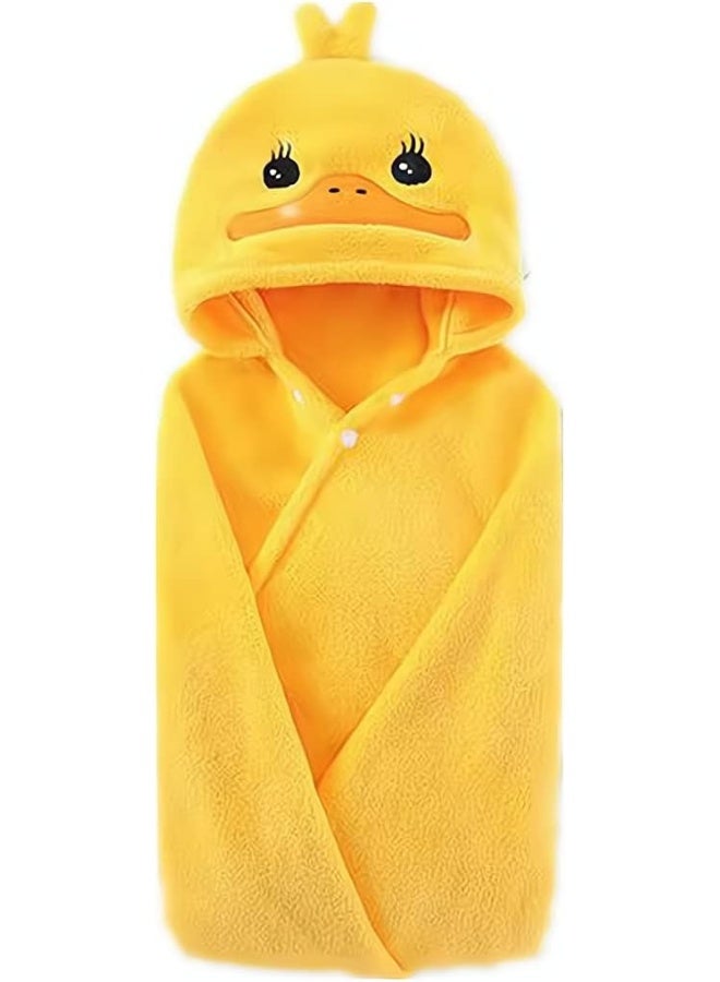 BEENIFIC منشفة أطفال مغطاة برأس من مايانت، منشفة استحمام فائقة النعومة للأطفال، للأولاد والبنات (بطة صفراء) - Image 1