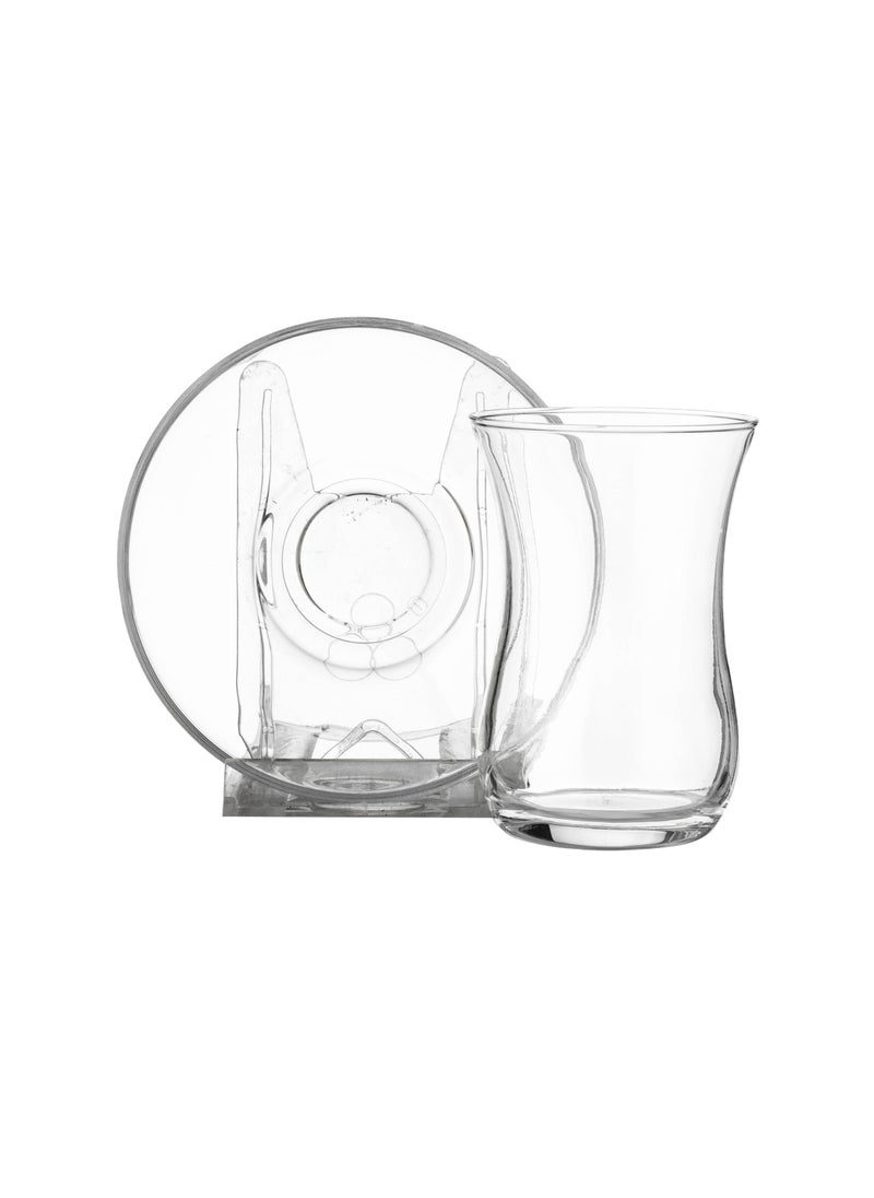 Pasabache Turkish glass tea set consisting of 6 cups + 6 saucers  - Image 2