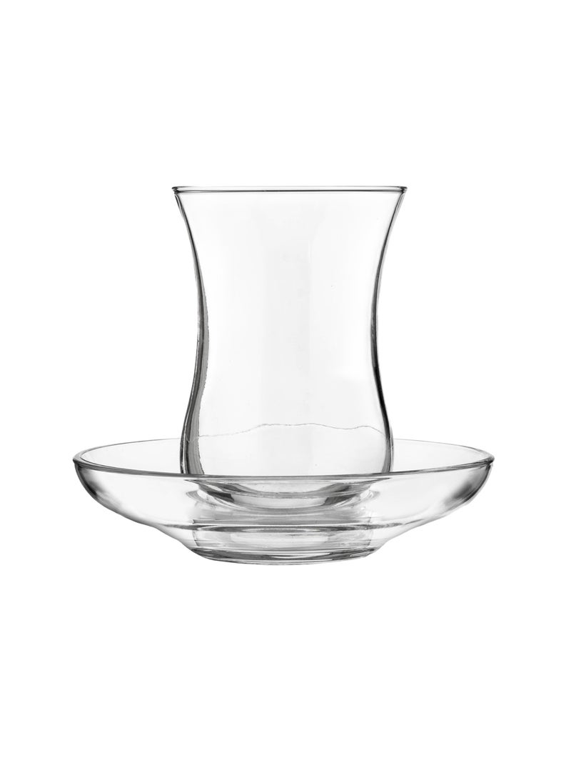 Pasabache Turkish glass tea set consisting of 6 cups + 6 saucers  - Image 4