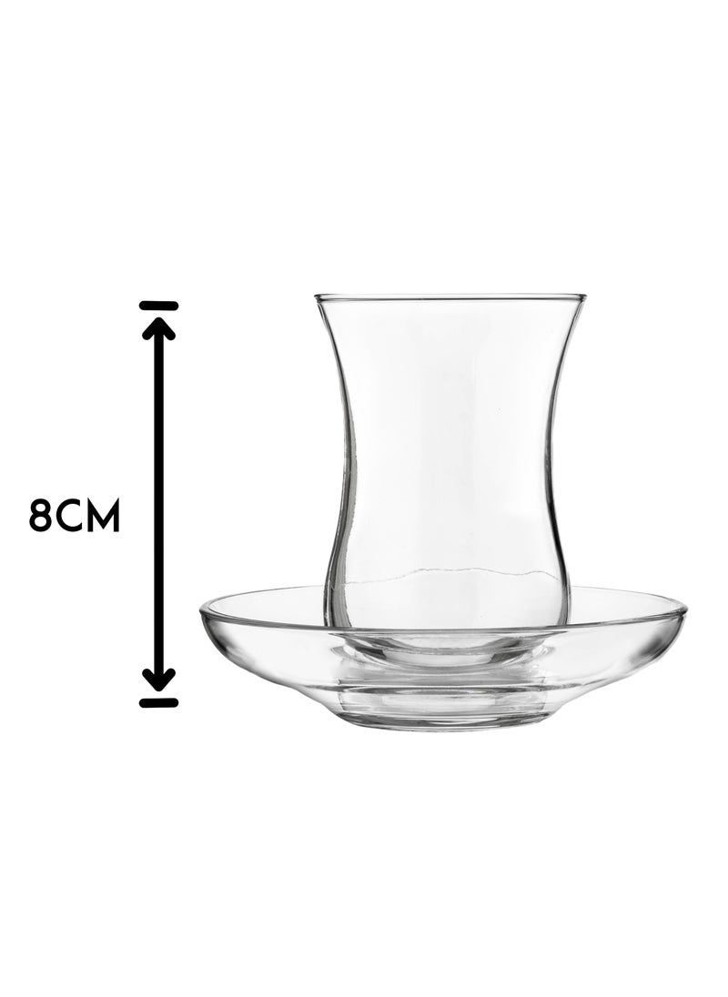 Pasabache Turkish glass tea set consisting of 6 cups + 6 saucers  - Image 5