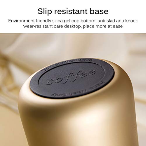 Leeonz 350ml Thermos Cup 304 Stainless Steel Insulated Coffee Mug With Handle Thermos Cup For Home Office (Gold) - Image 4