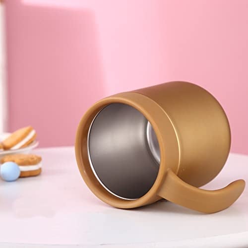 Leeonz 350ml Thermos Cup 304 Stainless Steel Insulated Coffee Mug With Handle Thermos Cup For Home Office (Gold) - Image 5