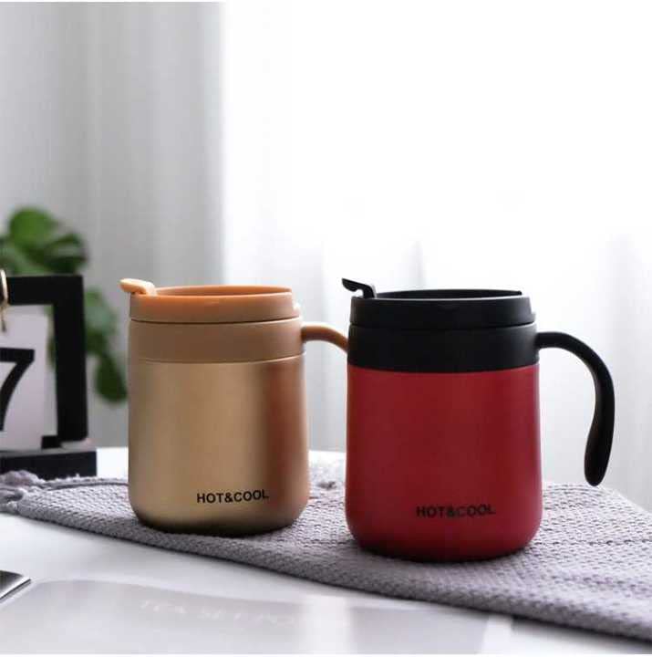 Leeonz 350ml Thermos Cup 304 Stainless Steel Insulated Coffee Mug With Handle Thermos Cup For Home Office (Gold) - Image 2