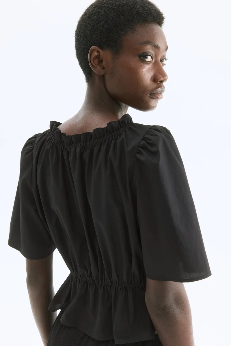 H&M Frill-trimmed cotton blouse