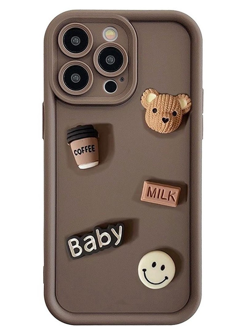Case for iPhone 15 Pro Max Case,Coffee Bear 3D Cartoon Pattern Phone Case,Slim Case Compatible with iPhone 15 Pro Max,TPU material Anti-Scratch Shockproof Protective Phone Fashion Cover Women Girls - Image 1
