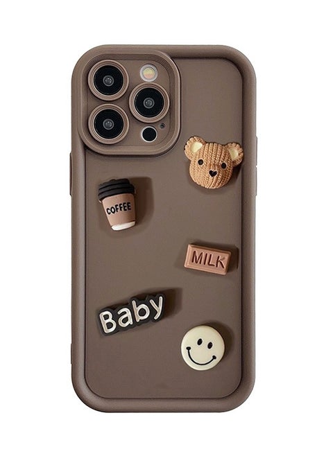 Case for iPhone 15 Pro Max Case,Coffee Bear 3D Cartoon Pattern Phone Case,Slim Case Compatible with iPhone 15 Pro Max,TPU material Anti-Scratch Shockproof Protective Phone Fashion Cover Women Girls