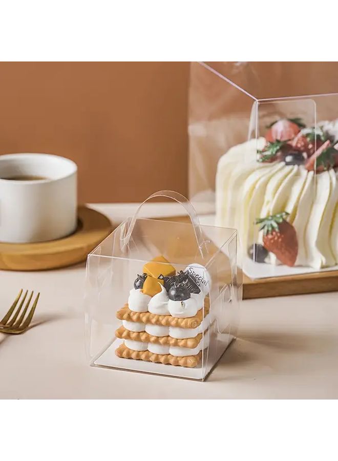 10pcs 11cm Transparent Square Cake Boxes for Baking Storage - Image 1