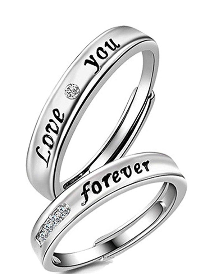 Karatcart Bohey by KARATCART Premium Silver-Tone Love You Forever Couple Ring Set for Men & Women - Image 1