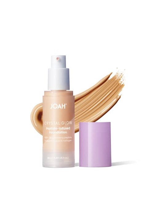 JOAH JOAH Crystal Glow Peptide-Infused Foundation, 2-in-1 Multitasking Korean Makeup with Blurring Face Primer, Luminizer, Hydration & Skin Defense for a Flawless Finish, 1.01 Oz, Fair Light Cool 