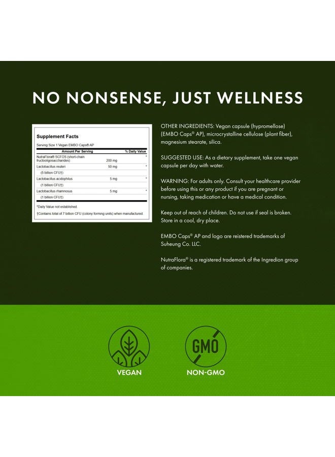 SWANSON L. Reuteri Probiotic Plus with L. Rhamnosus L. Acidophilus & FOS Prebiotic Digestive Support 7 Billion CFU 30 Veggie Capsules - Image 3