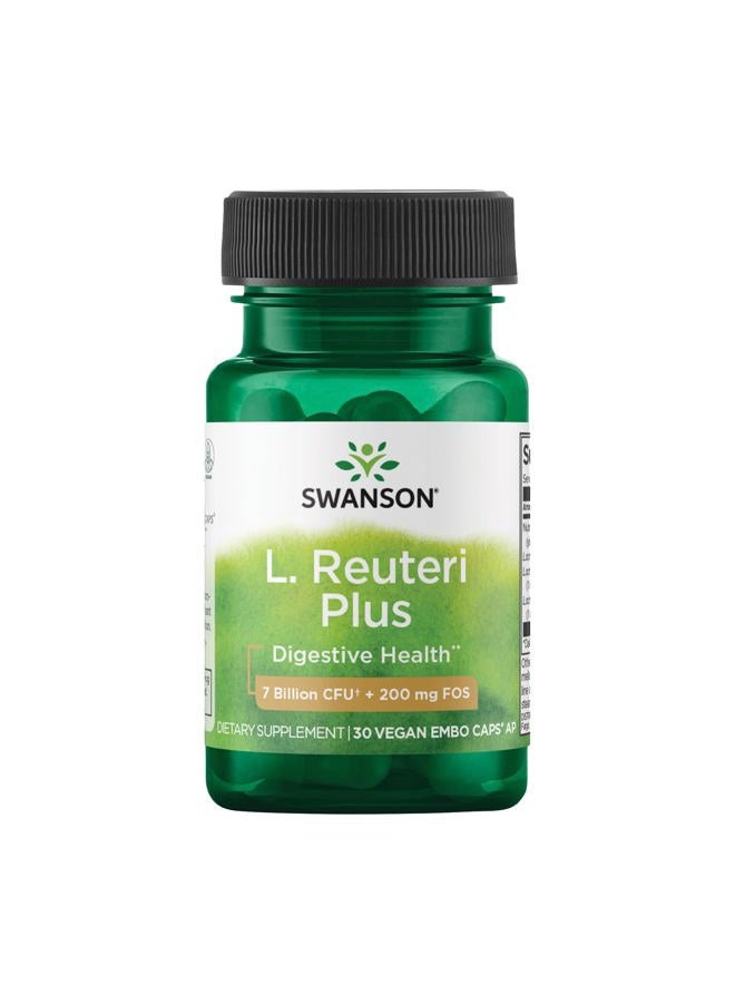 SWANSON L. Reuteri Probiotic Plus with L. Rhamnosus L. Acidophilus & FOS Prebiotic Digestive Support 7 Billion CFU 30 Veggie Capsules - Image 1
