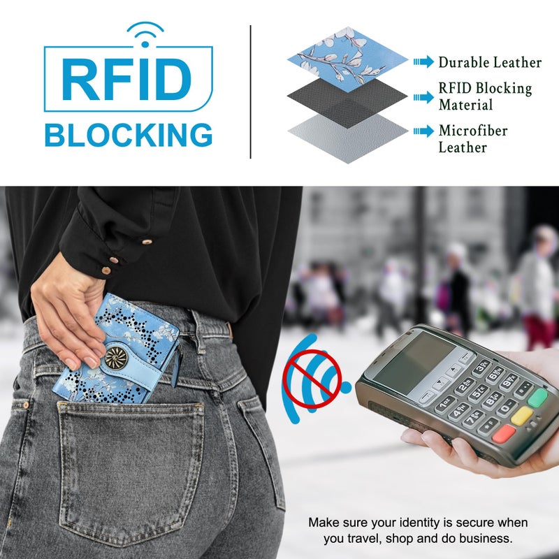 Tipmile Small Wallet Women Coin Pocket Bifold RFID Blocking Card Holder Leather Wallets with Zipper - Image 3
