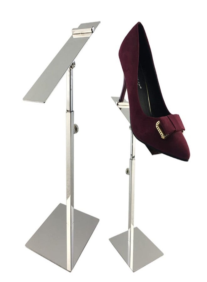 VIDAYA Silver Display Stand, Stainless Steel Shoe Risers Countertop Adjustable Retail Supplies, Rack Set of 2 - Image 1