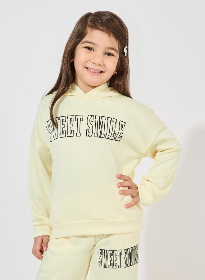 Styli Slogan Print Dropped Shoulder Hooded & Jogger Set  - Image 2