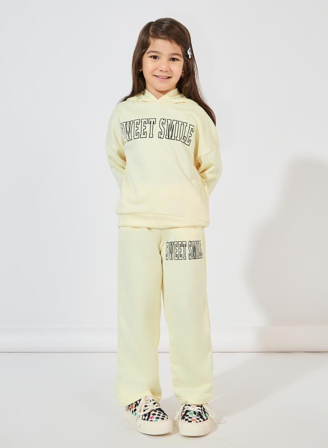 Styli Slogan Print Dropped Shoulder Hooded & Jogger Set  - Image 1