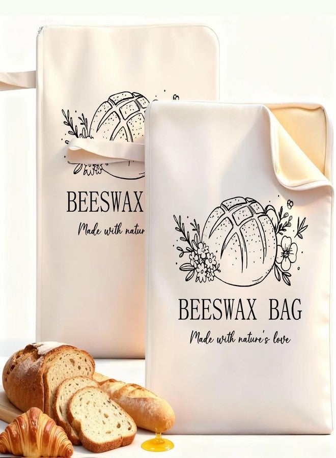 WiNDANCE 2 Pack Beeswax Bread Bags with Zipper, XL(13x17in) Sourdough Bread Storage for Homemade, Freezer Storage Bag to Keep Fresh, Cotton Beeswax Container, Baguette Bag with Liner Kitchen Baking - Image 1