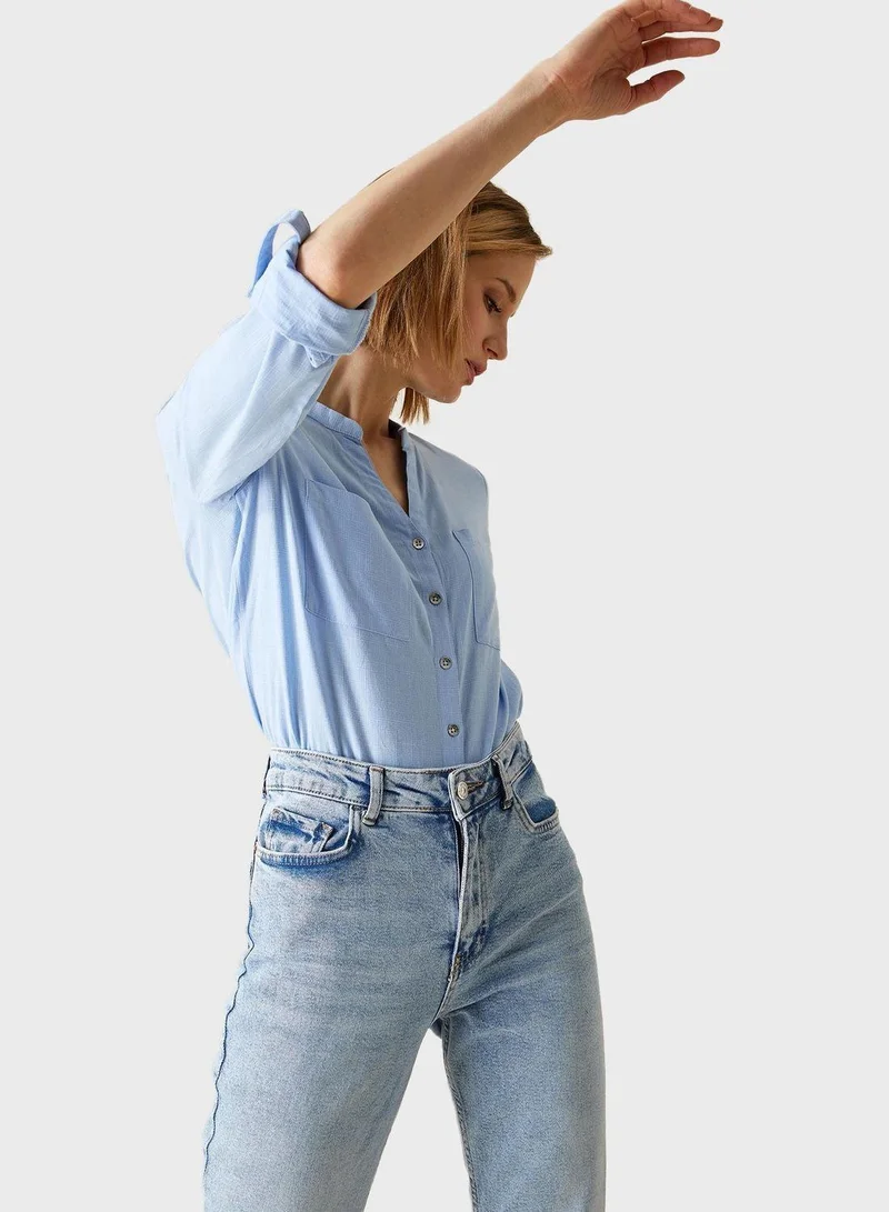 DeFacto Stand Up Collar Classic Shirt