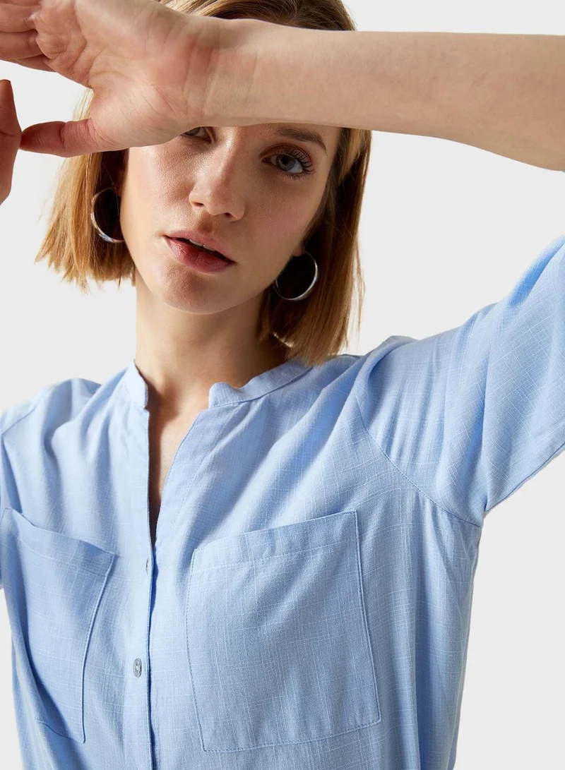 DeFacto Stand Up Collar Classic Shirt
