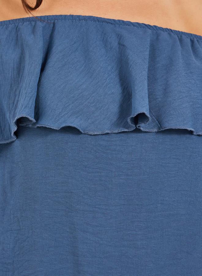 Styli Solid Ruffled Trim Off Shoulder Neck Blouse  - Image 3