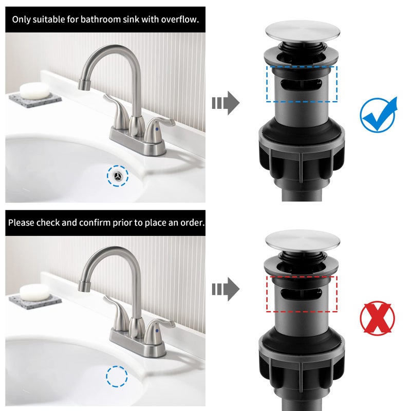 Fropo 2 Handle Brushed Nickel Bathroom Sink Faucet - 4 Inch Centerset Faucet Bathroom 2 Or 3 Hole Lavatory Faucet Bathroom Vanity Sink Faucets With Pop-Up Drain And Supply Lines - Image 5