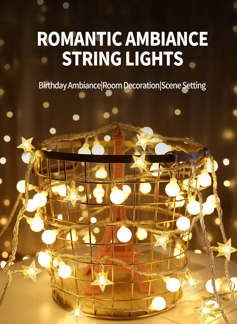 BEIRUI String Lights,Decorative Ambient Lights,LED Star Lights+Small Ball Lights,USB Plug,Indoor String Lights for Bedroom,Classroom,Outdoor,Terrace,Garden,Party,Wedding 5M,50LED Lights - Image 2