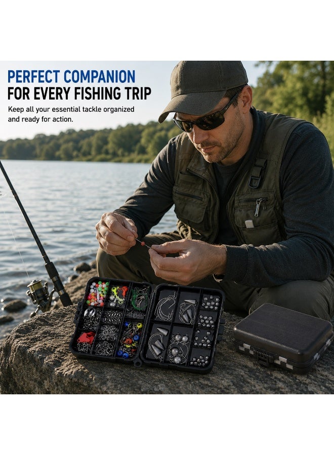 DEXO 257PCS Fishing Terminal Tackle Kit with Portable Waterproof Tackle Box – Fishing Hooks, Sinkers, Swivels & Accessories Set - Image 2